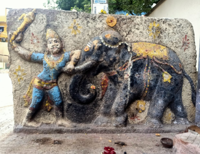 Memorial stone found in Madurai depicts mahout trying to tame elephant ...