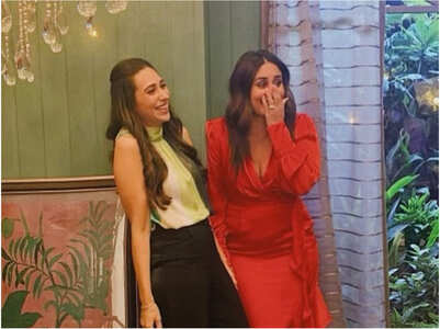 Karisma shares a pic with Kareena from sets