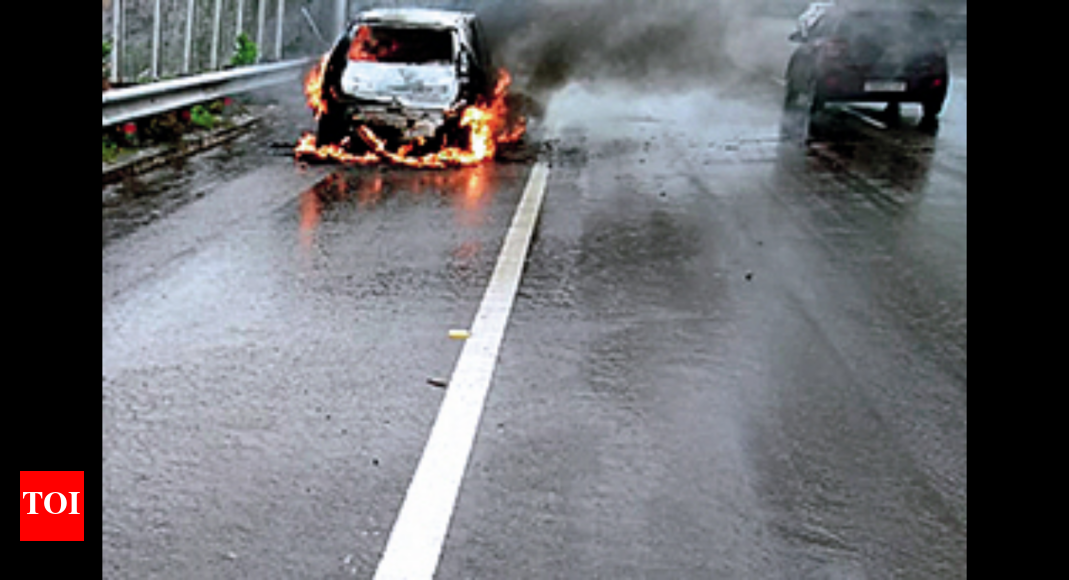 Man suffers burns as car catches fire in Hyderabad | Hyderabad News ...