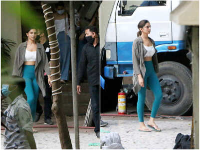 Deepika spotted at Shakun Batra’s movie sets