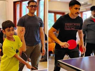 Naga Chaitanya plays Table Tennis with Aamir Khan on the sets of Laal Singh Chaddha