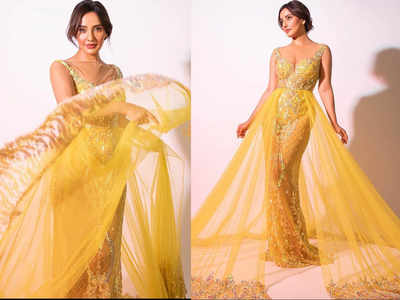 Neha Sharma looks like a goddess in an edgy sheer gown