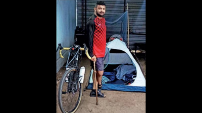 Differently-abled man cheats death, to cycle 3,700km to Ladakh
