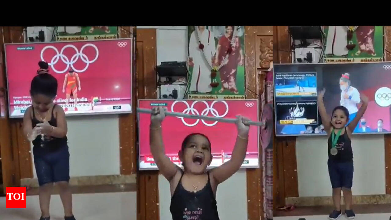 Young girl mimics Olympic silver medallist Mirabai Chanu in viral 