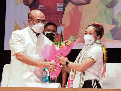 Manipur CM hands over Additional SP appointment letter to Mirabai Chanu