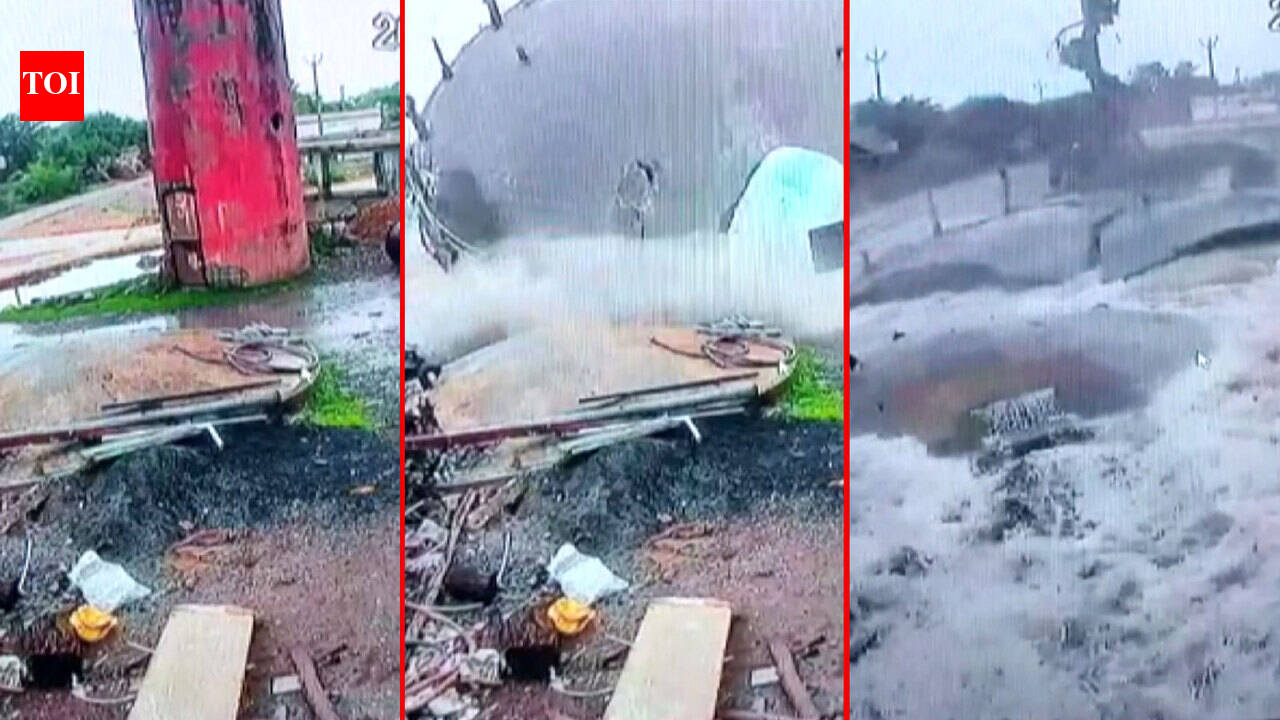 On cam: Major mishap averted as overhead water tank comes crashing down