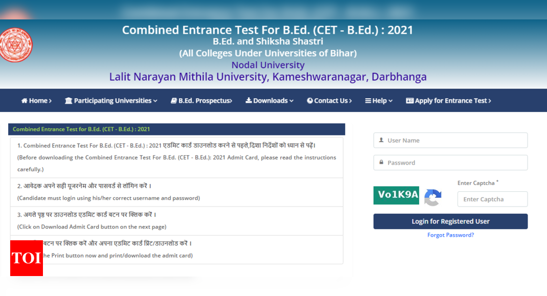 Bihar BEd CET 2021 admit card released, here's download link Times of