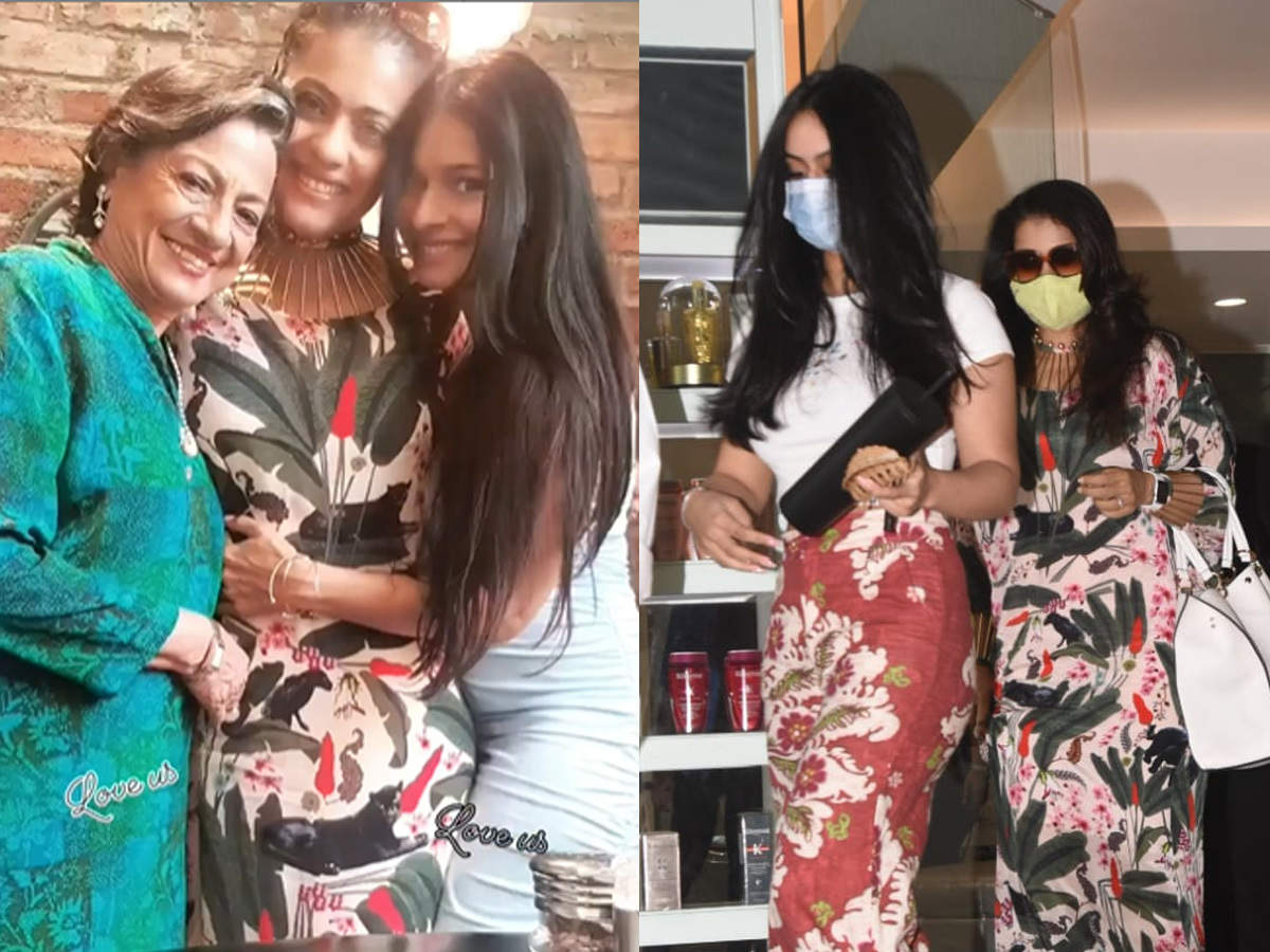 Kajol kicks off her pre-birthday celebrations; enjoys lunch with mom Tanuja and a relaxing salon date with daughter Nysa | Hindi Movie News - Times of India