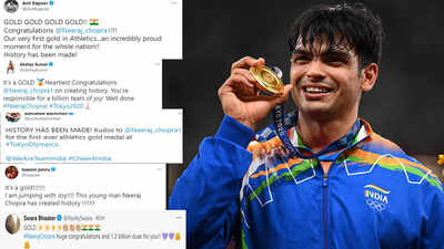 As Neeraj Chopra clinches historic Gold at Tokyo Olympics, B-Town stars Akshay Kumar, Taapsee Pannu, Abhishek Bachchan, Swara Bhasker and others hail the 'Golden Boy'