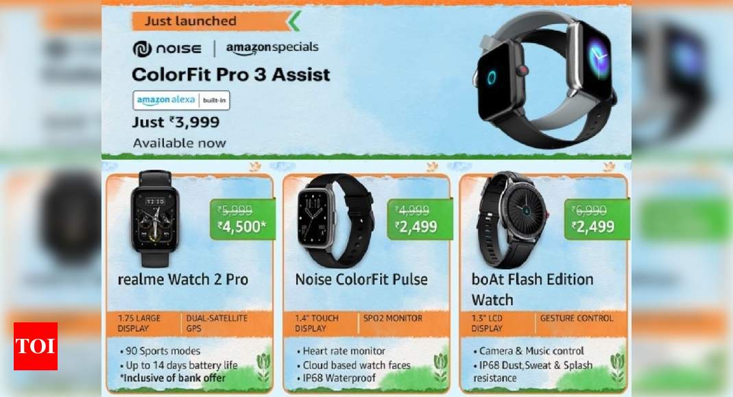 Smartwatches Under Rs 5000: Amazon Offers On realme Smart Watch 2 Pro, Noise ColorFit Pulse & More - Times of India