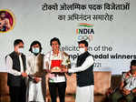 Pictures from grand felicitation ceremony for Indian Olympic medal-winners