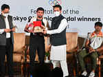 Pictures from grand felicitation ceremony for Indian Olympic medal-winners