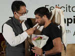 Pictures from grand felicitation ceremony for Indian Olympic medal-winners