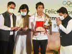 Pictures from grand felicitation ceremony for Indian Olympic medal-winners