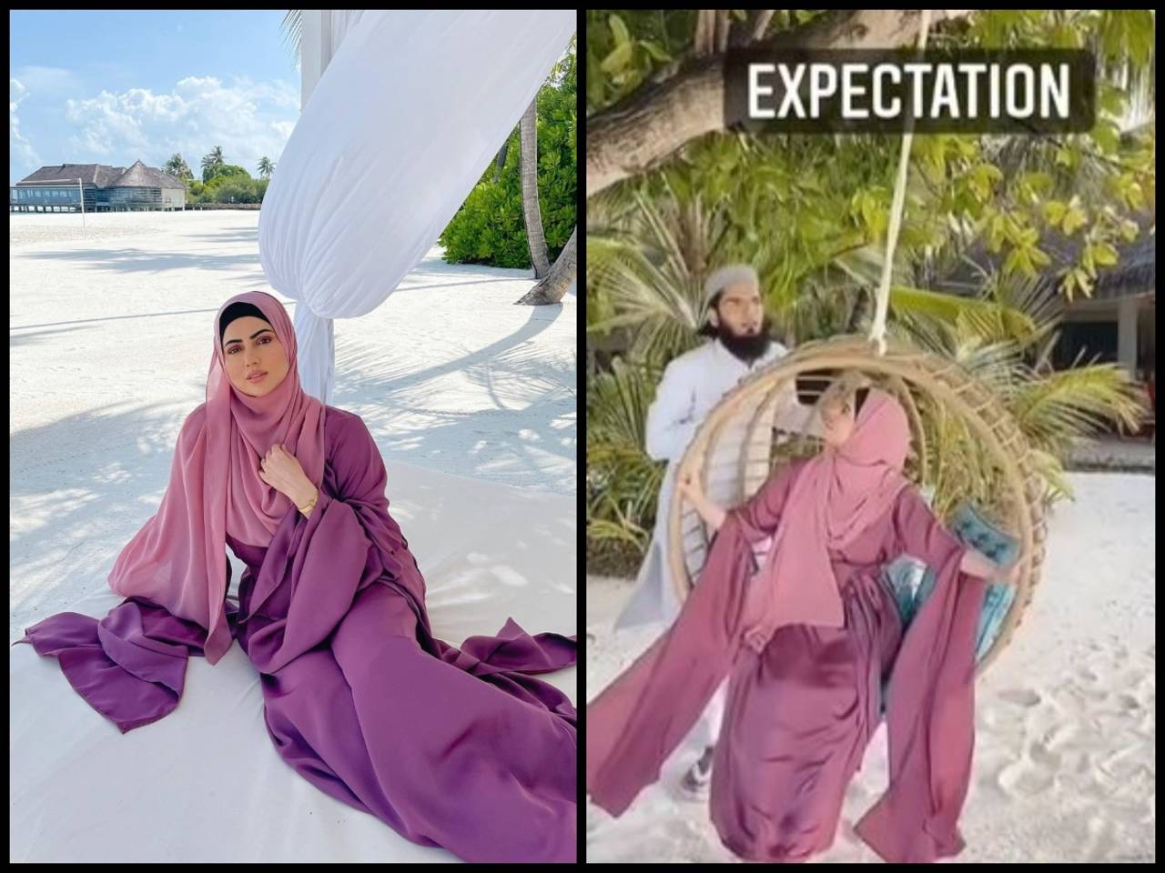 Sana Khan offers a glimpse of her Maldives getaway with husband Anas Saiyad - watch Hindi Movie News pic