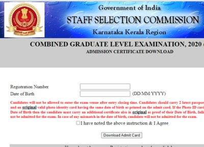 SSC CGL admit card for Karnataka, Kerala region released; download here