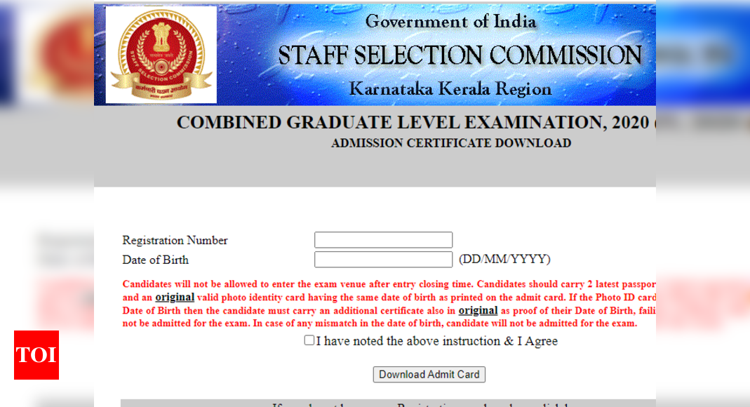 SSC CGL admit card for Karnataka, Kerala region released; download here