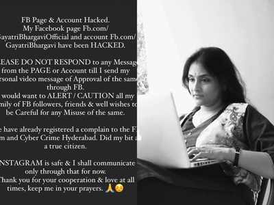 Anchor Gayatri Bhargavi warns fans against fraudulent messages from her hacked Facebook handles; BFF Jhansi lends support