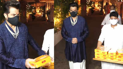 Rhea Kapoor-Karan Boolani wedding: Anil Kapoor distributes sweets to all mediapersons outside his bungalow