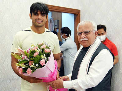 Olympic gold medallist Neeraj Chopra meets Haryana CM