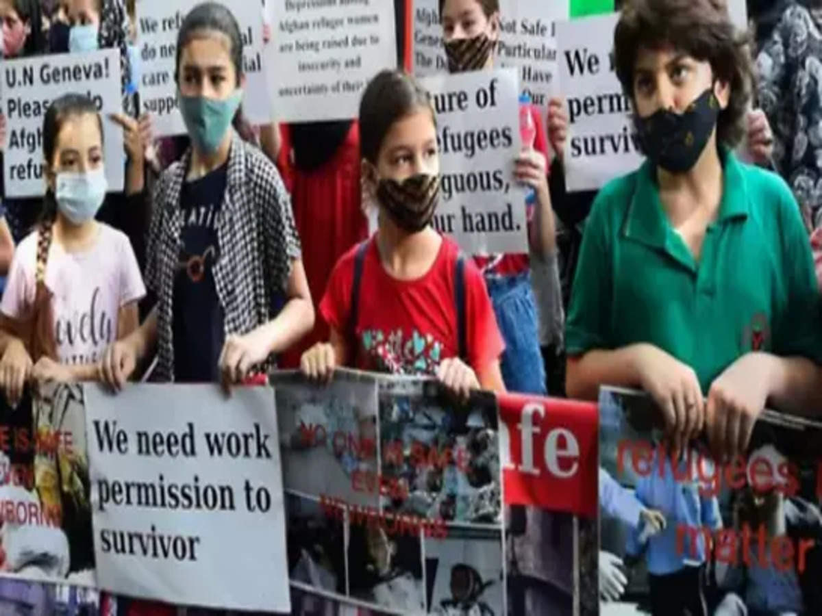 Afghan refugees protest in front of UNHCR office in Delhi | India News -  Times of India