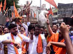 Pictures from clashes between Shiv Sena and BJP wokers in Maharasthra