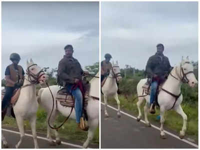 Watch: Challenging Star Darshan and son Vineesh gallop away on horses over some bonding time