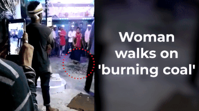 Watch: Woman walks on 'burning coal' to prove innocence to in-laws in bizarre 'test'