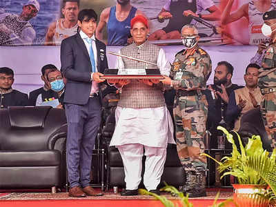 Rajnath felicitates Defence Forces Olympians, renames ASI stadium after Neeraj Chopra
