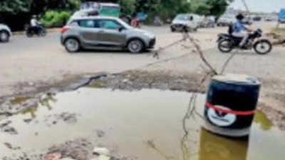 Gurugram: Commuters’ nightmare on broken stretches made worse in monsoon