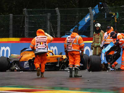F1: Norris in mega crash in rain-hit Belgian Grand Prix qualifying
