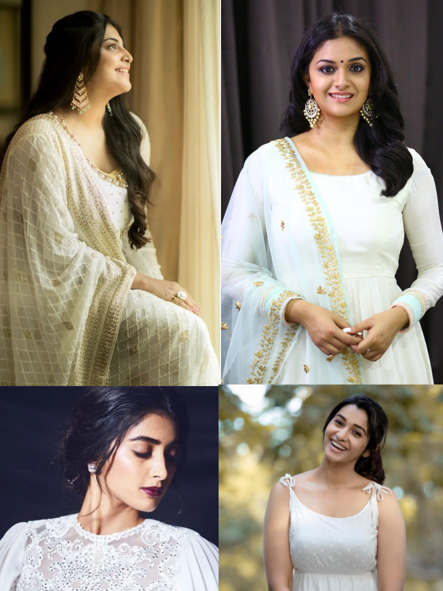 Angelic looks of South actresses in white attires