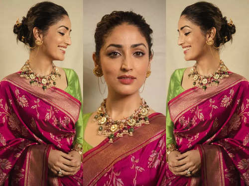 Yami Gautam makes a gorgeous appearance in a beautiful Benarasi saree worth  Rs. 1.6 lakh 1 : Bollywood News - Bollywood Hungama