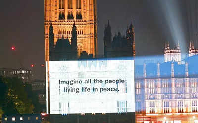 Lennon's 'Imagine' marks 50 years with lyric projected on landmarks
