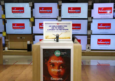 A Jio mobile phone is on display inside a digital store of Reliance Industries. (Photo: Reuters)
