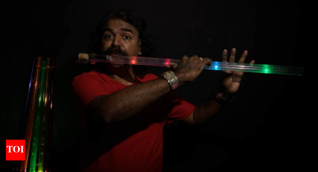 Musician Pravin Godkhindi’s glowing, translucent flute has music lovers