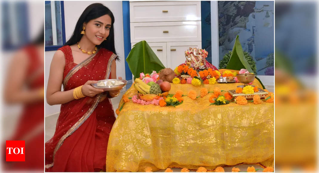 Amrita on Ganpati celebration with son