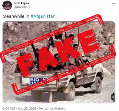 FAKE ALERT: Viral image of 'Biden-Harris' sticker on Talibani truck is doctored