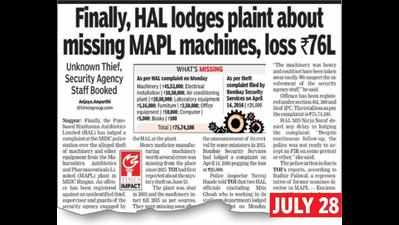 HAL’s apathy reason behind theft of MAPL machinery: Security