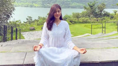 Rhea Chakraborty shares a picture of herself meditating amid the beauty of nature