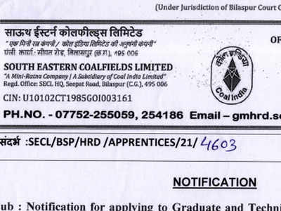 Notification for Apprentice training in SECL released, apply for 450 posts