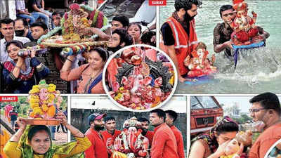 Rain-soaked devotees bid teary adieu to Ganesha