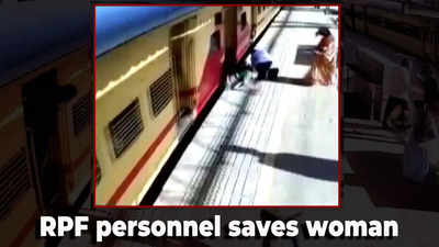 CCTV: RPF personnel saves woman who slipped trying to board moving train in Mumbai