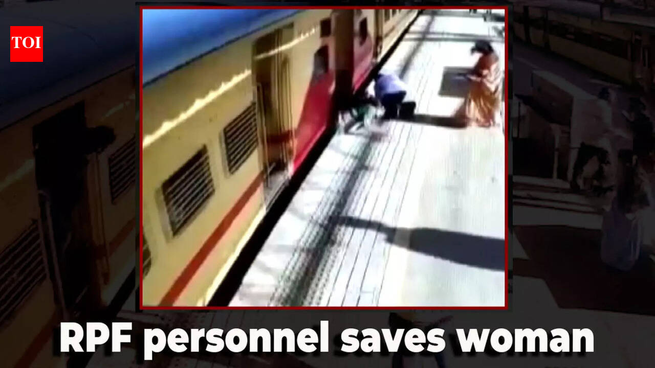 CCTV: RPF personnel saves woman who slipped trying to board moving ...