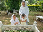 Soha Ali Khan with Sharmila Tagore & little Inaaya offer prayers at Mansur Ali Khan Pataudi's grave on his 10th death anniversary