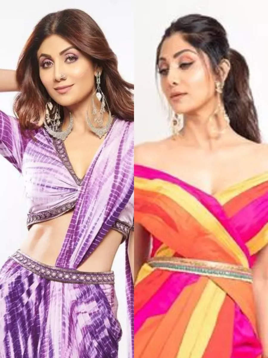 Shilpa Shetty is the queen of fusion saris