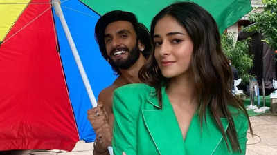 Ranveer Singh holds up an umbrella for Ananya Panday, she calls him 'bestie' | Hindi Movie News - Times of India