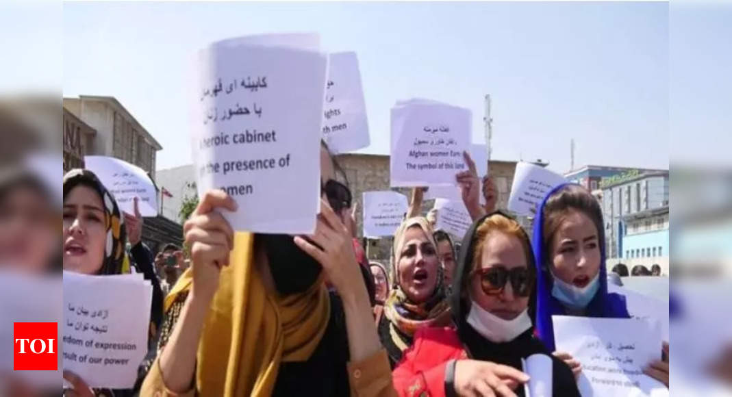 Hundreds protest outside UN headquarters over women's rights violations in Afghanistan