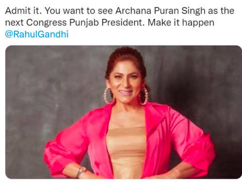 Archana Puran Singh memes trend on Twitter after Navjot Singh Sidhu resigns  as Punjab Congress Chief; a user joked, 'Career sankat mein hai' | The  Times of India