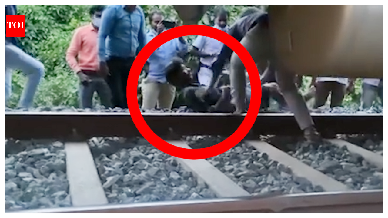 Train goes over drunk man sleeping on track, he survives - Times of ...